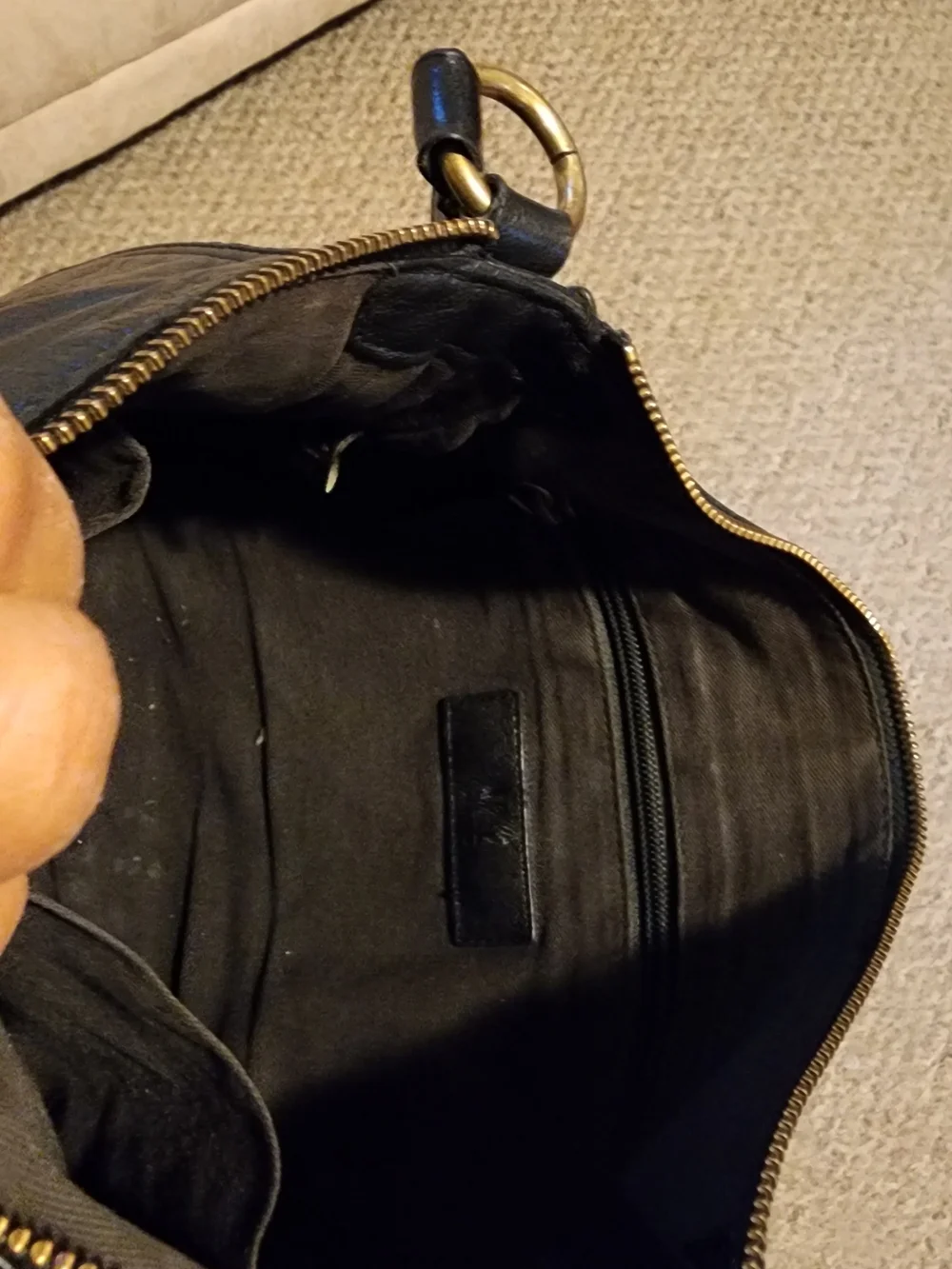 Black Leather Crossbody Bag with Gold Hardware